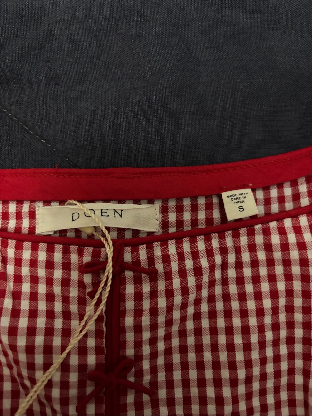DÔEN Delaney Dress in Rouge La Maddalena Gingham, NWT - Picture 3 of 12